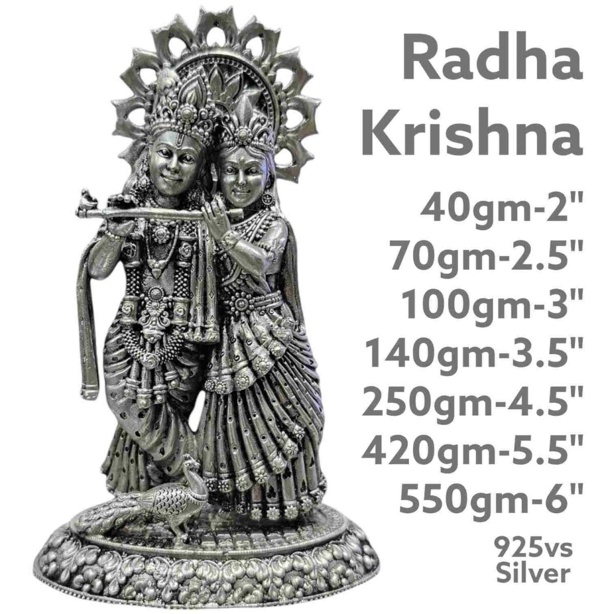 Devine Radha Krishna Idol in Pure Silver 925 Hallmarked