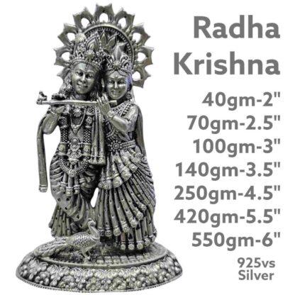 Devine Radha Krishna Idol in Pure Silver 925 Hallmarked