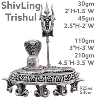Antique Shivling with Trishul in Pure Silver 925 Hallmarked