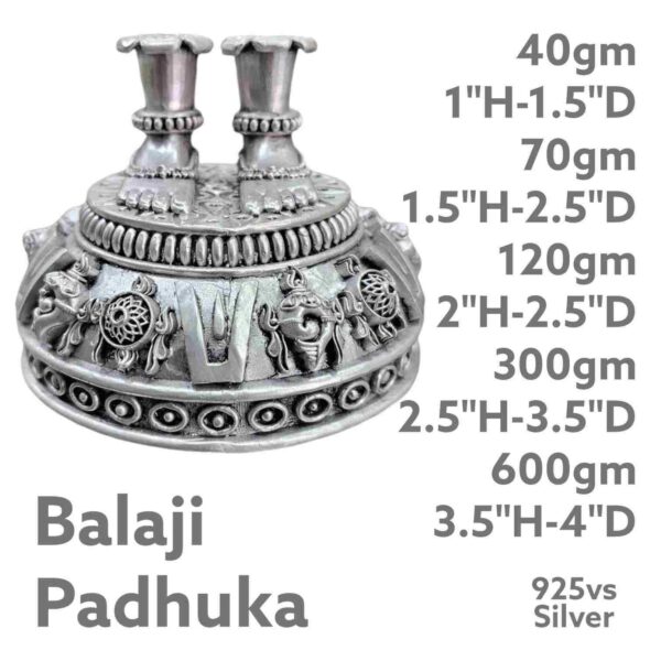 Balaji Paduka with Ancient Architect in Pure Silver 925 Hallmarked