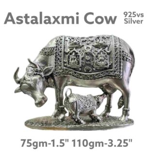 Astalaxmi Cow & Calf  Statue in Pure Silver 925 Hallmarked