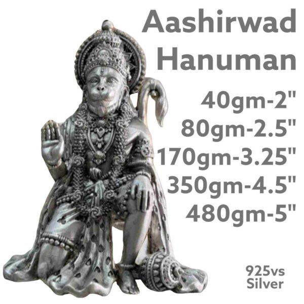 Ashirwad Hanumanji Idol in Pure Silver 925 Hallmarked