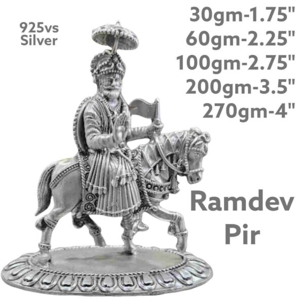 Ramdev Pir Idol in Pure Silver 925 Hallmarked