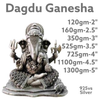 Dagdu Ganesha Idol in Pure Silver 925 Hallmarked