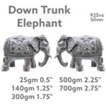 Down Trunk Elephant in Pure Silver 925 Hallmarked