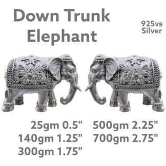 Down Trunk Elephant in Pure Silver 925 Hallmarked
