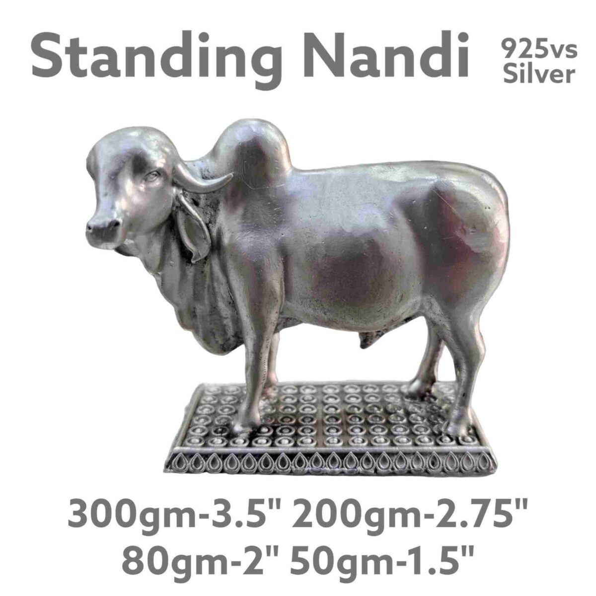 Standing Nandi Idol in Pure Silver 925 Hallmarked - Image 1