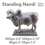 Standing Nandi Idol in Pure Silver 925 Hallmarked