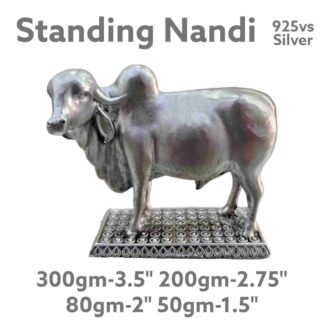 Standing Nandi Idol in Pure Silver 925 Hallmarked