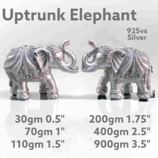 Elegant Two Uptrunk Elephant Idol in Pure Silver 925 Hallmarked