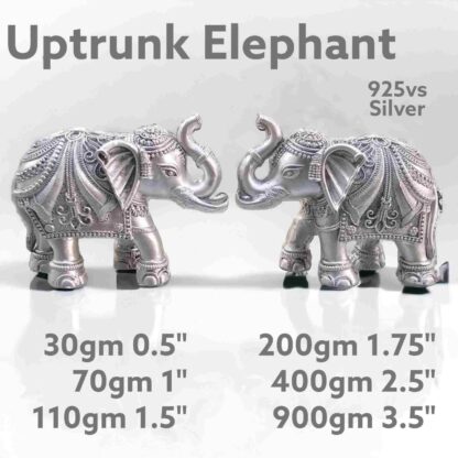 Elegant Two Uptrunk Elephant Idol in Pure Silver 925 Hallmarked