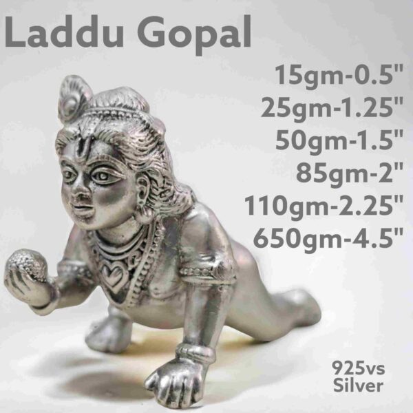 Exquisite Antique Laddu Gopal Statue in Pure Silver 925 Hallmarked