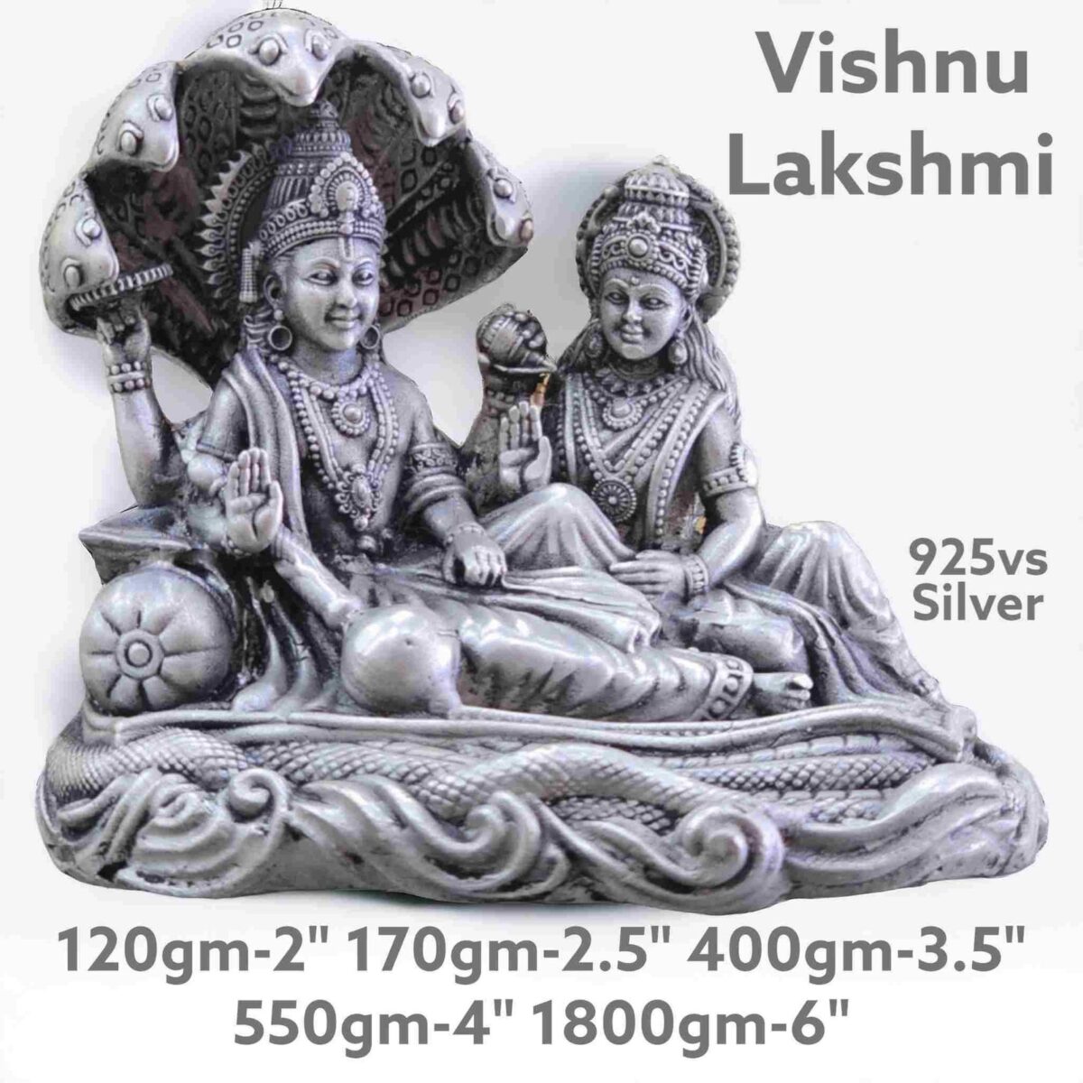 Antique Vishnu lakshmi Idol in Pure Silver 925 Hallmarked - Image 1