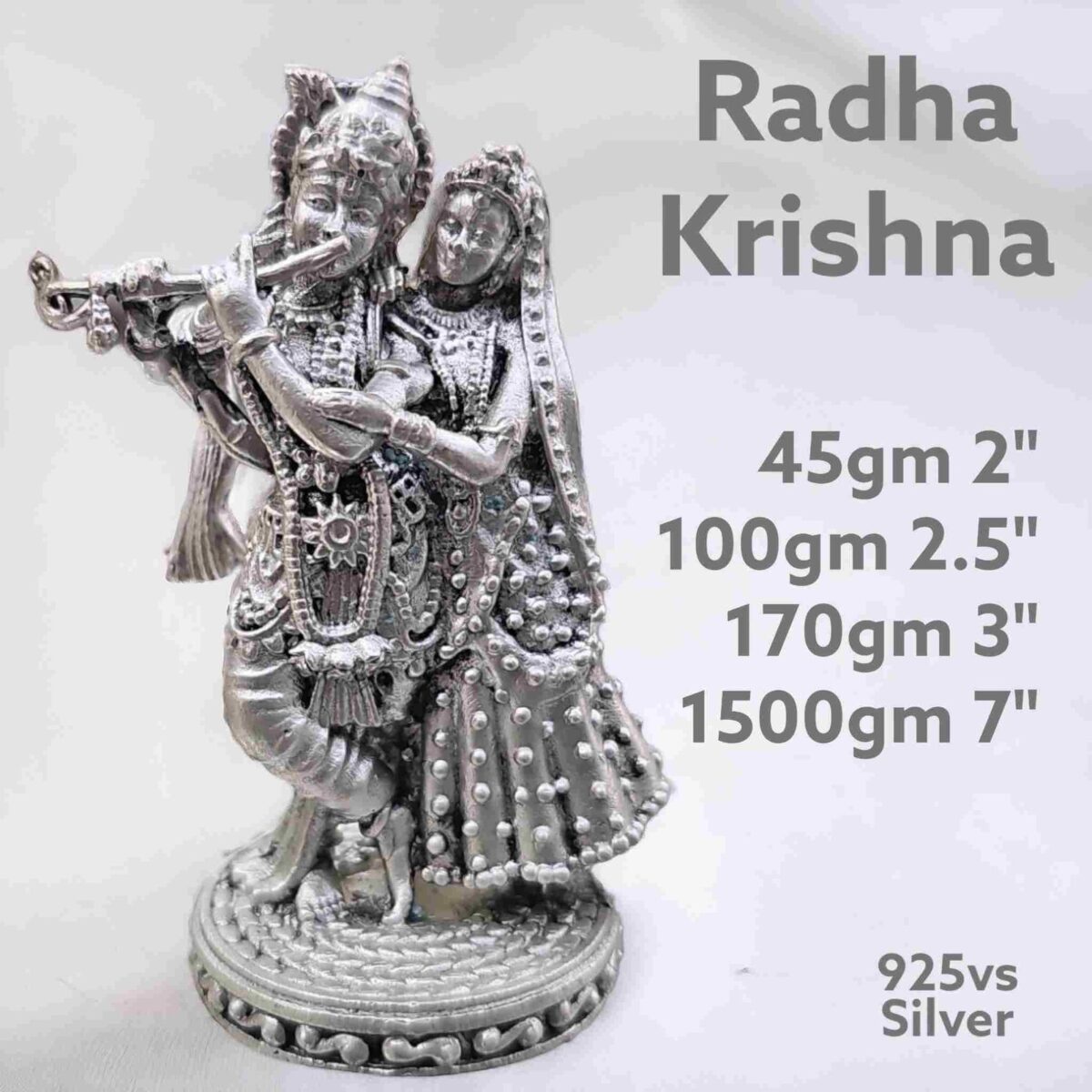 Antique Radha Krishna  Idol in Pure Silver 925 Hallmarked - Image 1