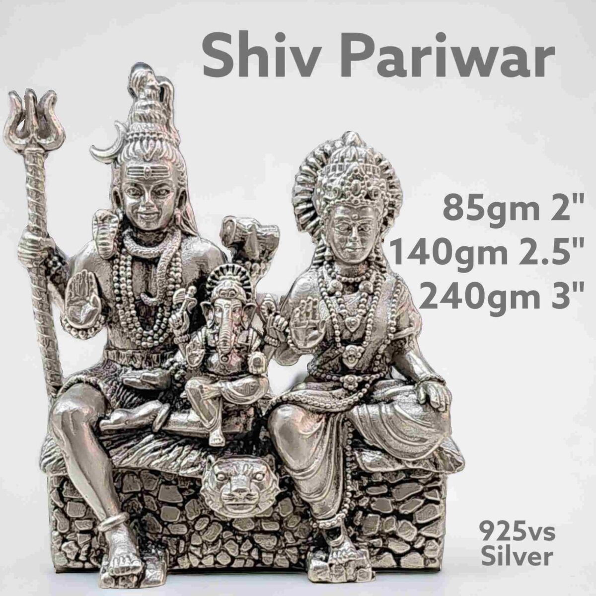 Antique Shiv Pariwar Idol in Pure Silver 925 Hallmarked