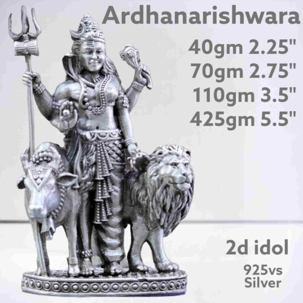 Antique Ardhanaiswara Idol in Pure Silver 925 Hallmarked
