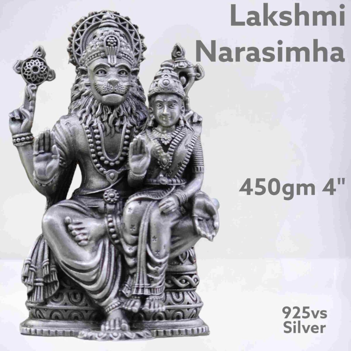 Antique Lakshmi Narasimha Idol in Pure Silver 925 Hallmarked - Image 1