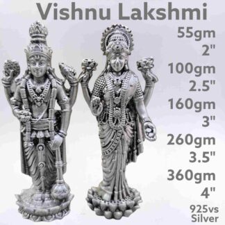 Exquisite Lord Vishnu and Goddess Lakshmi in Pure Silver 925 Hallmarked
