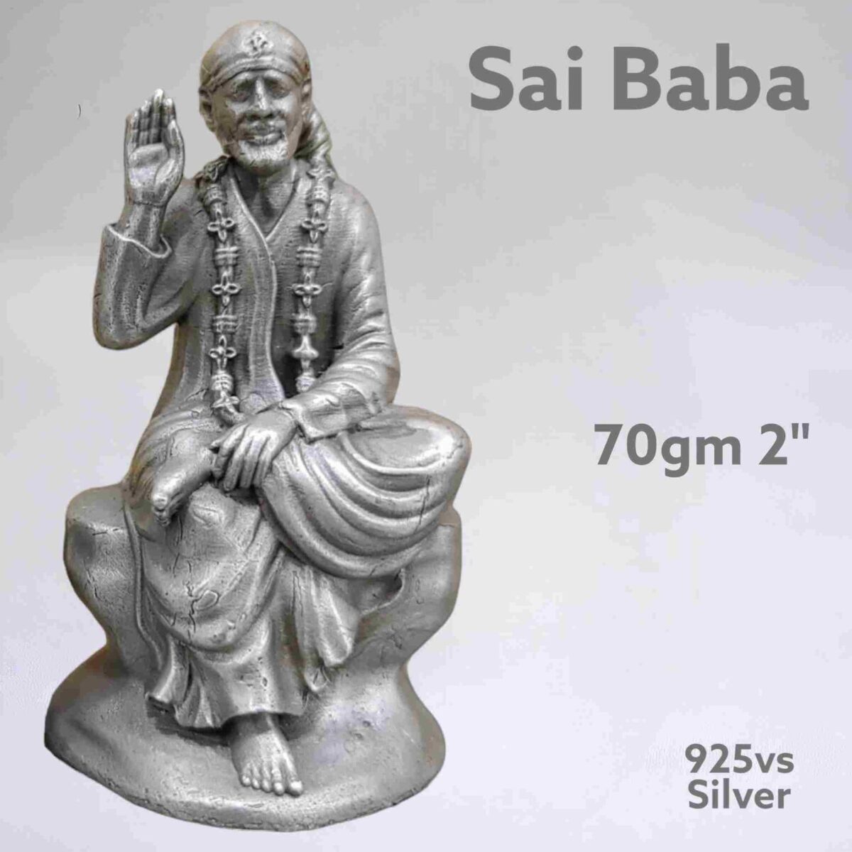 Sai Baba Idol in Pure Silver 925 Hallmarked