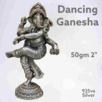 Lord Ganesh Dancing Idol in Pure Silver 925 Hallmarked