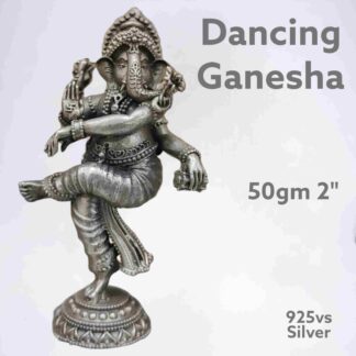 Lord Ganesh Dancing Idol in Pure Silver 925 Hallmarked