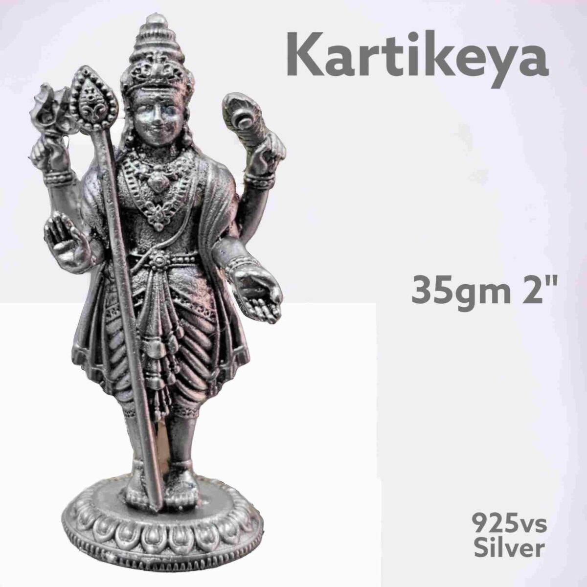 Kartikeya Idol in Pure Silver 925 Hallmarked