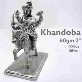 Khandoba  on Horse Back Idol in Pure Silver 925 Hallmarked