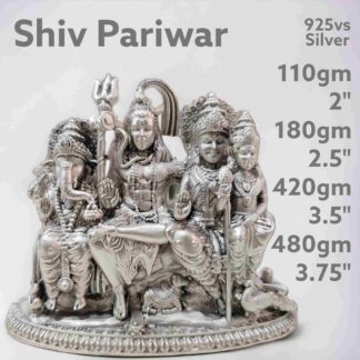 Shiv Parivar  Idol in Pure Silver 925 Hallmarked