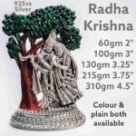 Exquisite Radha Krishna Idol in Pure Silver 925 Hallmarked