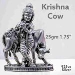 Exquisite Krishna Cow Idol in Pure Silver 925 Hallmarked