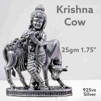 Exquisite Krishna Cow Idol in Pure Silver 925 Hallmarked