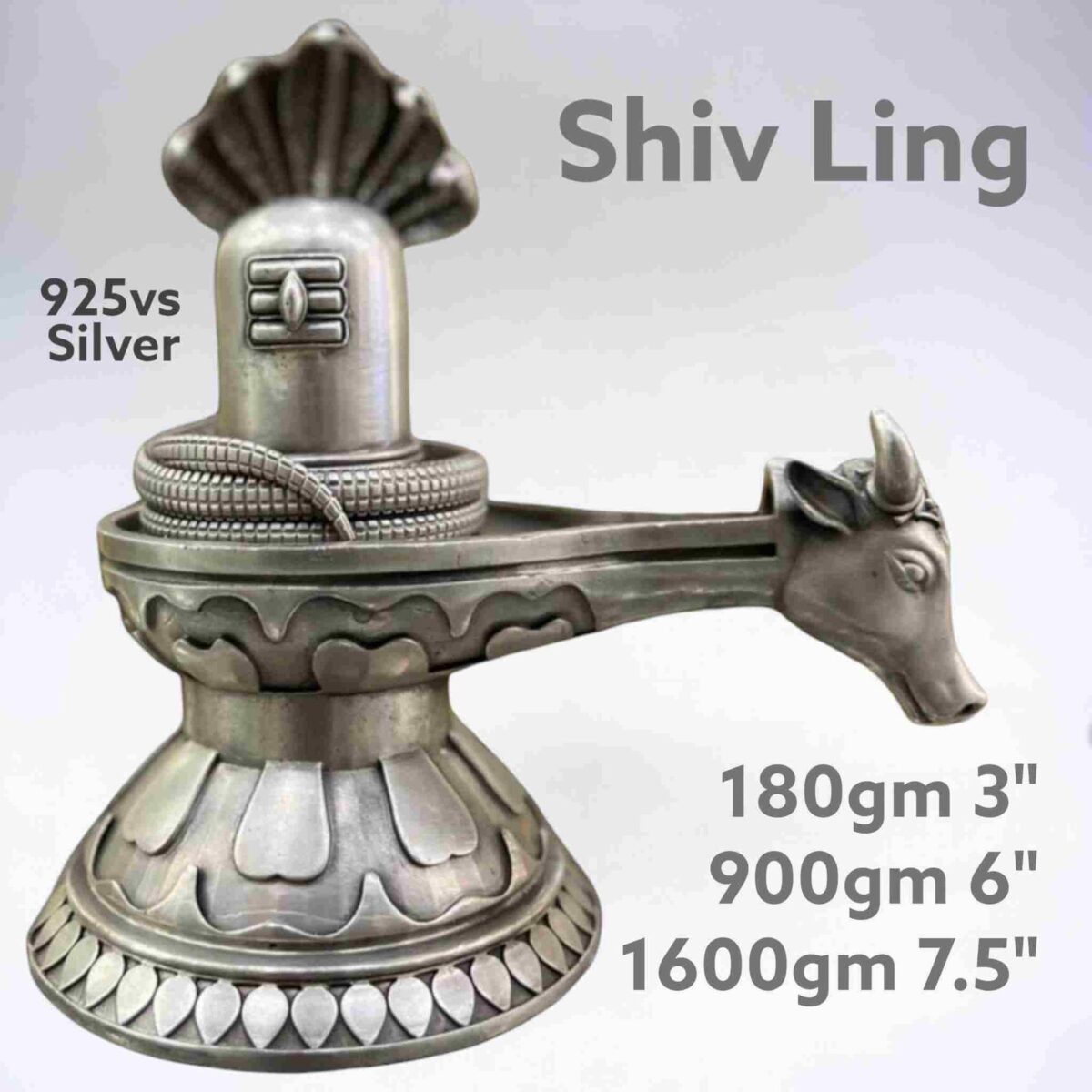 Exquisite Shiv ling Idol in Pure Silver 925 Hallmarked