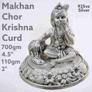 Exquisite Mahankan Chor Krishna Curd Idol in Pure Silver 925 Hallmarked