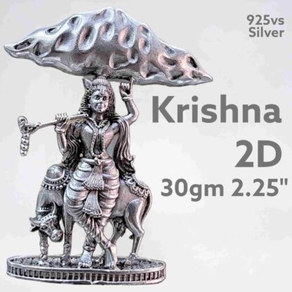 Exquisite  Krishna 2D Idol in Pure Silver 925 Hallmarked