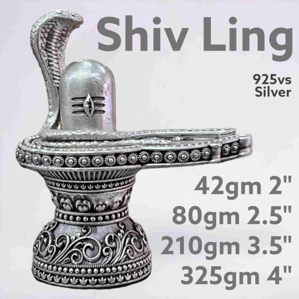 Exquisite Shiv ling Idol in Pure Silver 925 Hallmarked