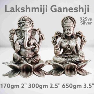 Exquisite lakshmiji Ganeshji Idol in Pure Silver 925 Hallmarked