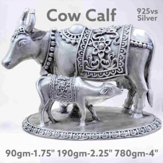 Exquisite Holy Cow&Calf Idol in Pure Silver 925 Hallmarked