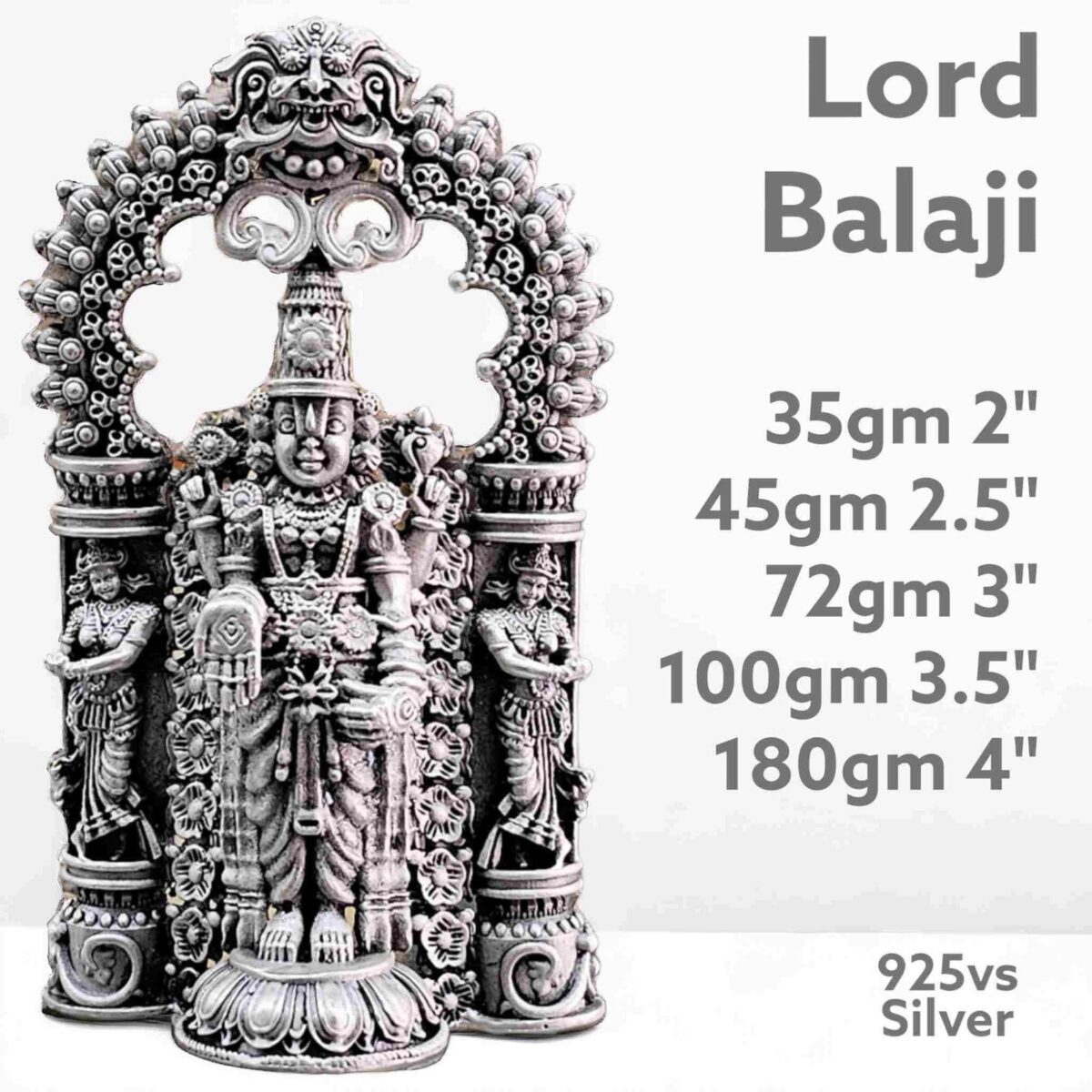 Exquisite lord Balaji Idol in Pure Silver 925 Hallmarked - Image 1