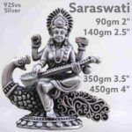 Exquisite Ma Saraswati Idol in Pure Silver 925 Hallmarked