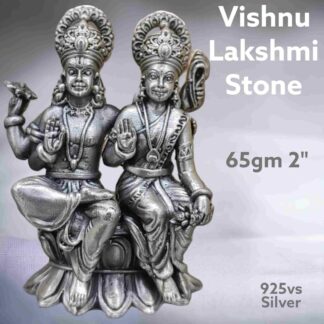 Exquisite Vishnu Lakshmi Stone Idol in Pure Silver 925 Hallmarked