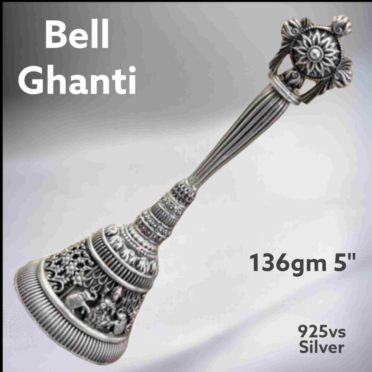 Exquisite Carved Bell in Pure Silver 925 Hallmarked - Image 1