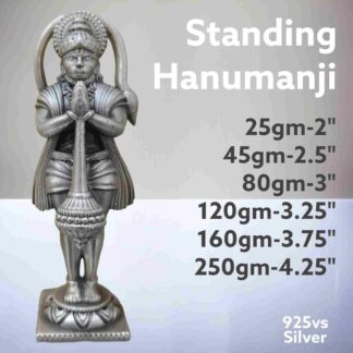 Exquisite Standing  Hanumanji Idol in Pure Silver 925 Hallmarked