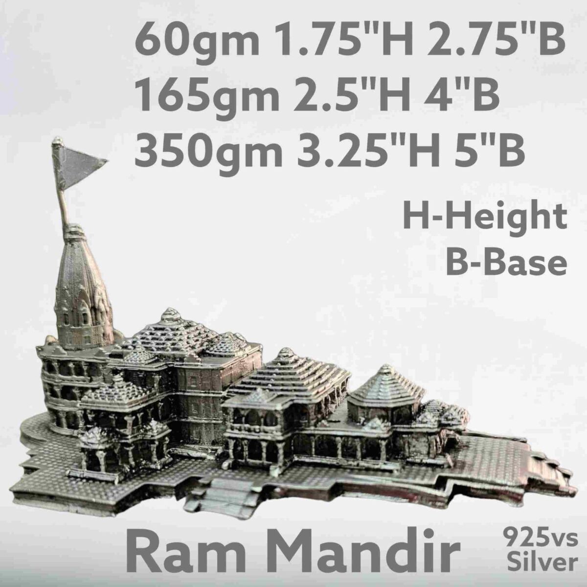 Exquisite Ram Mandir Idol in Pure Silver 925 Hallmarked - Image 1