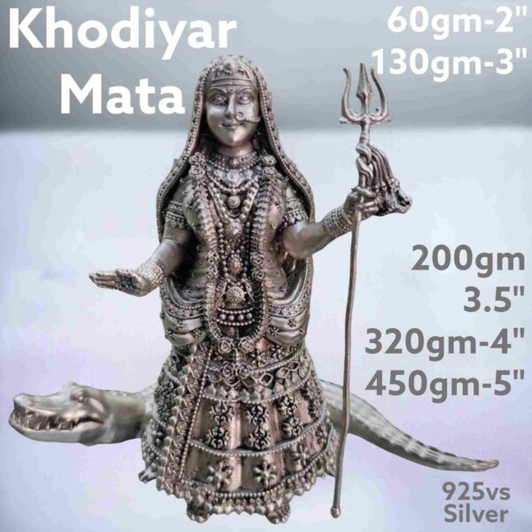 Exquisite Khodiyar Mata Idol in Pure Silver 925 Hallmarked