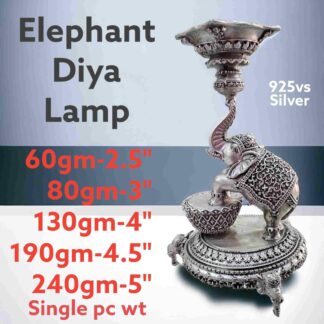 Exquisite Elephant Diya Lamp in Pure Silver 925 Hallmarked