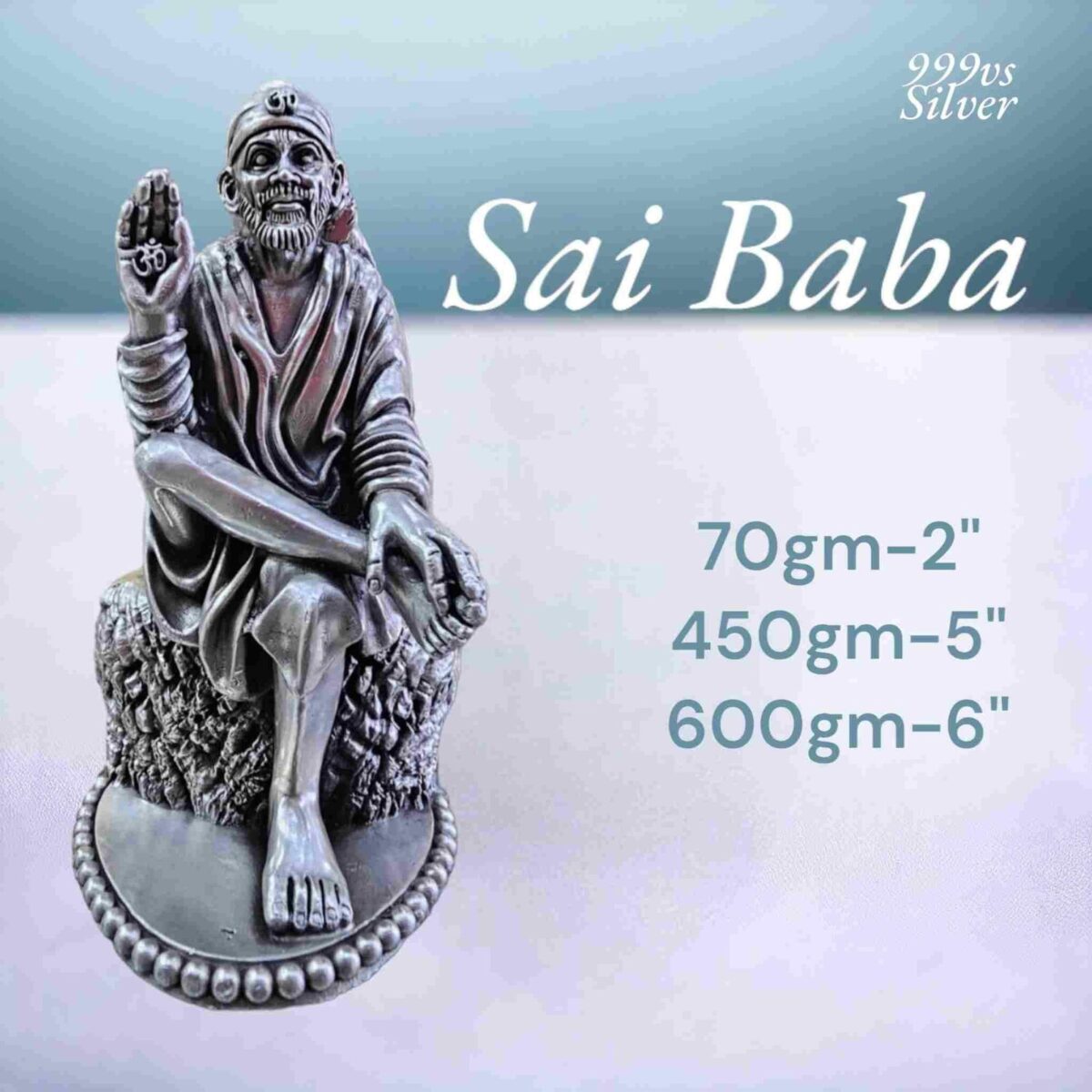 Exquisite Sai Baba Idol in Pure Silver 925 Hallmarked