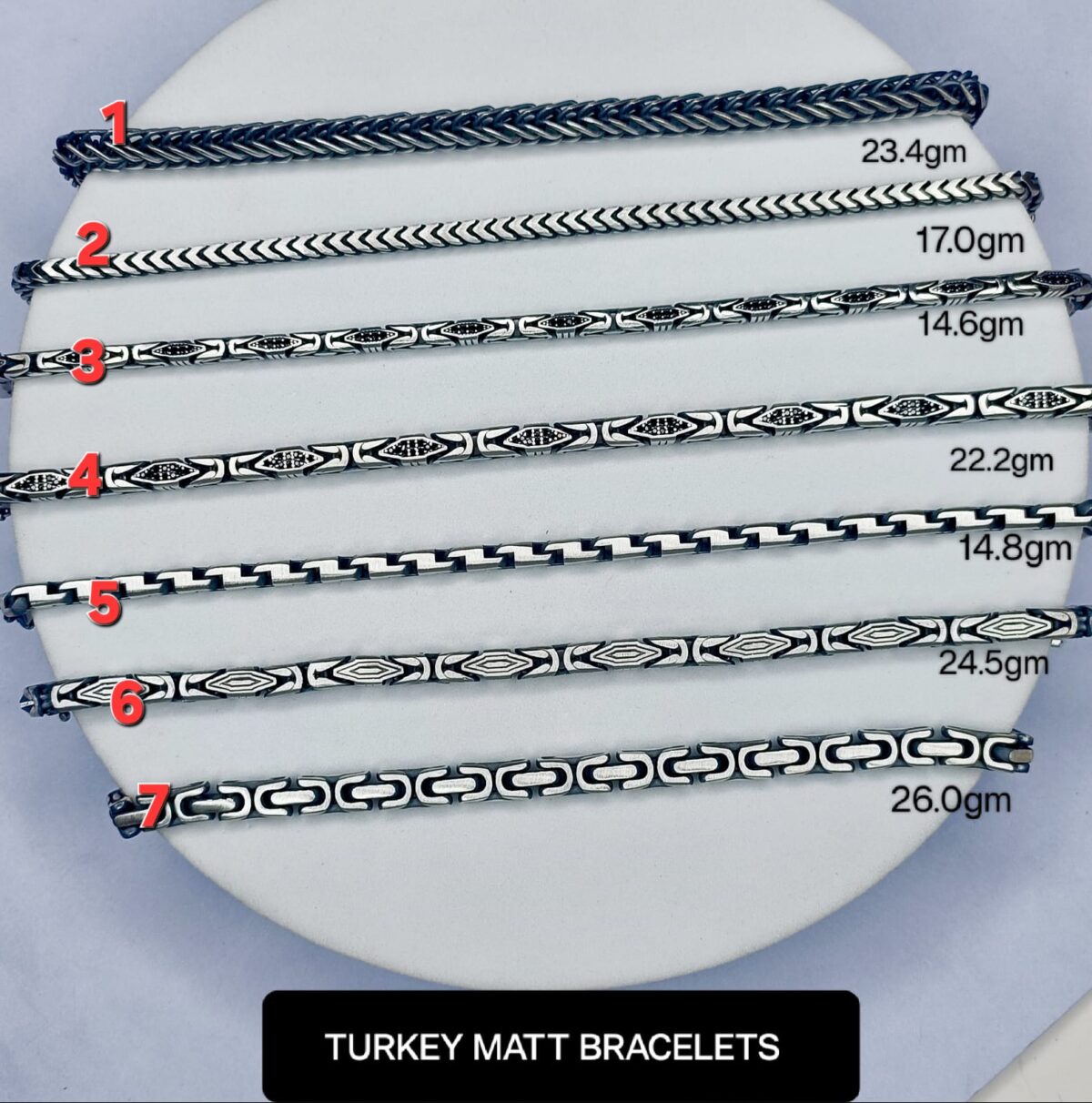 Gents Matt Turkey Bracelet Pure 925 BIS Hallmarked - Image 1