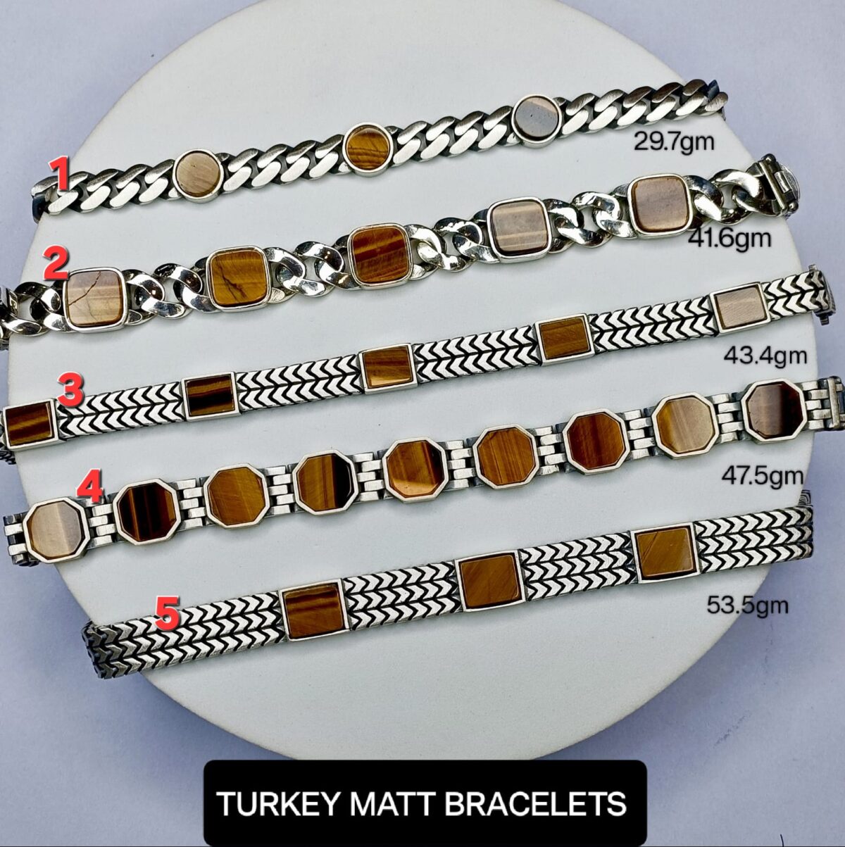 Gents Matt Turkey Bracelet Pure 925 BIS Hallmarked - Image 1