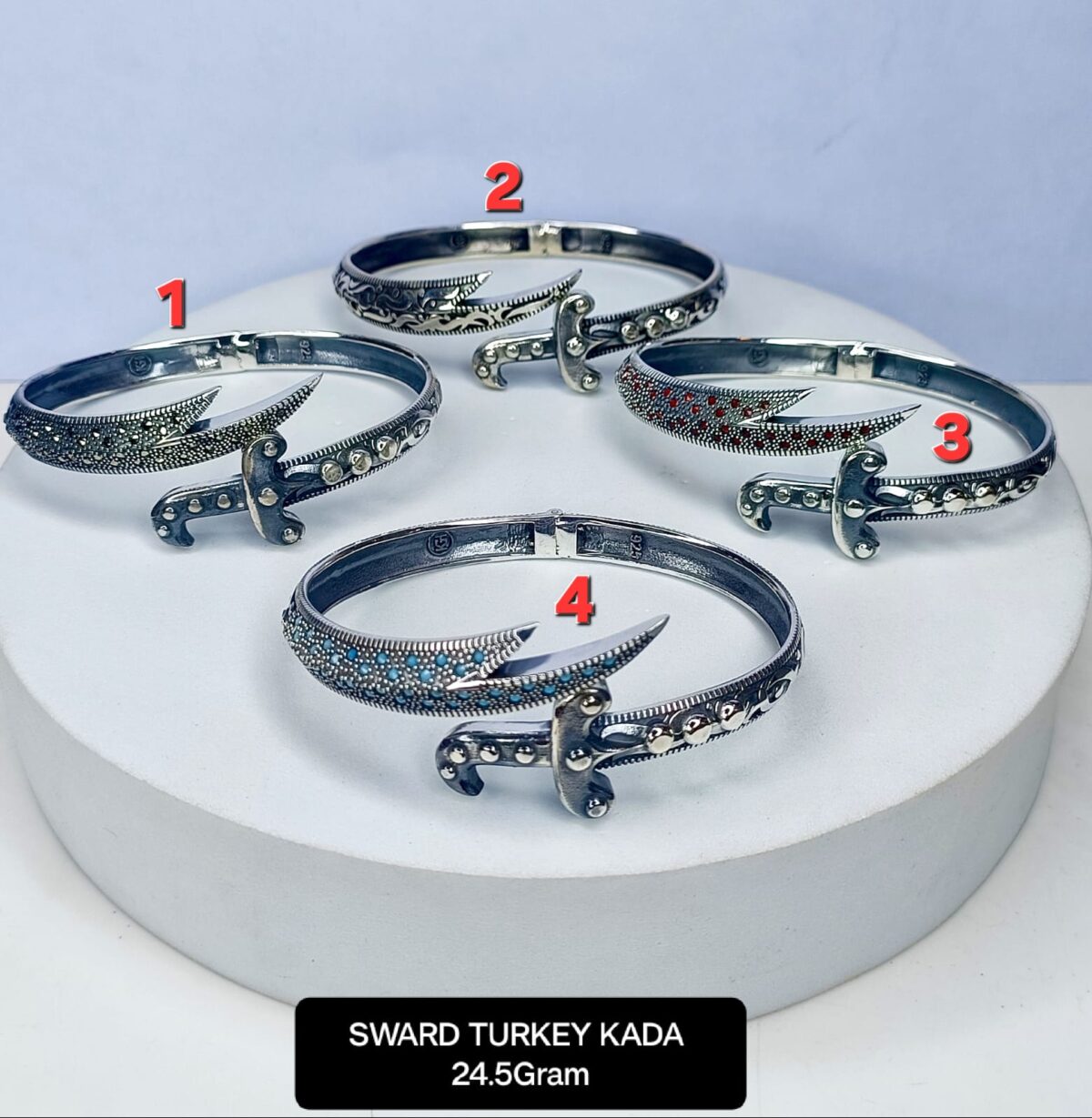 Mens Sward Kada in Pure Silver Antique Style - Image 1