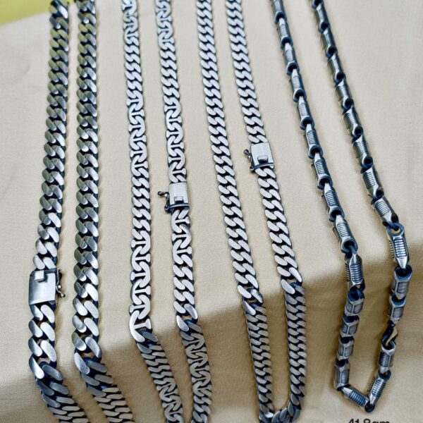 Mens Silver Chain Antique Matt Style